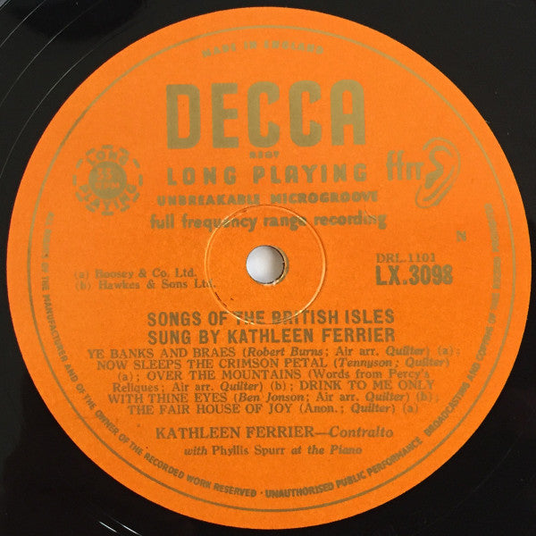 Kathleen Ferrier : Songs Of The British Isles (10", Mono)