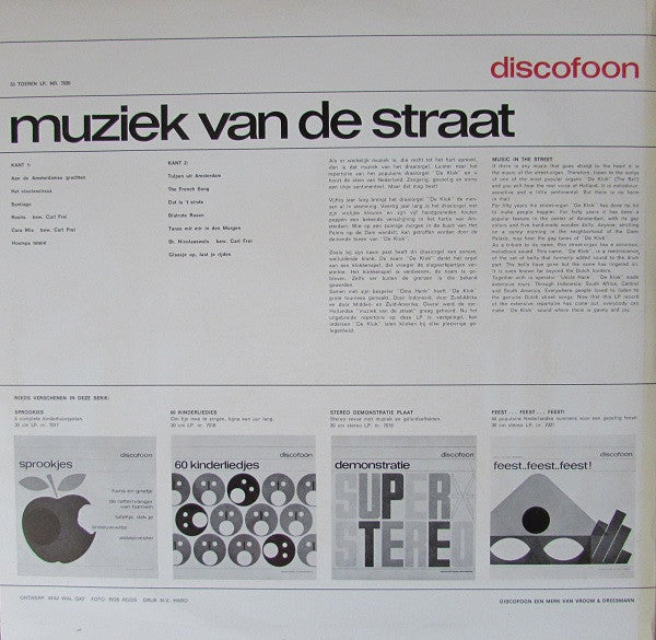 Draaiorgel "De Klok"* : Muziek Van De Straat (LP, Album)