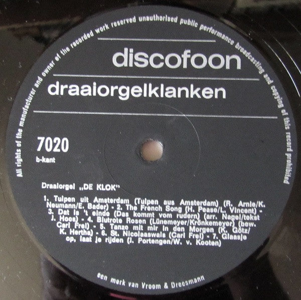 Draaiorgel "De Klok"* : Muziek Van De Straat (LP, Album)