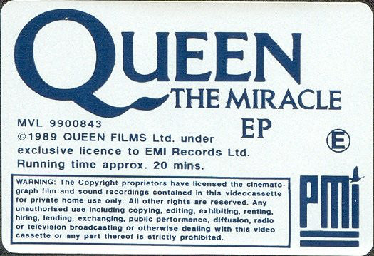 Queen : The Miracle EP (VHS, EP, PAL)
