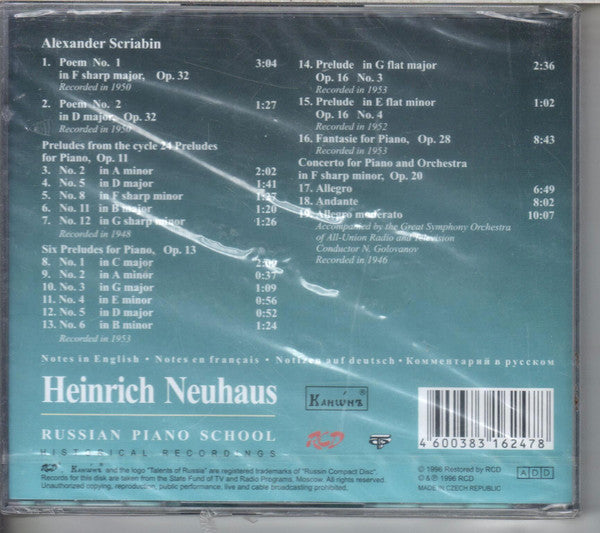Heinrich Neuhaus, Alexander Scriabin : Alexander Scriabin (Historical Recordings) (CD, Comp)