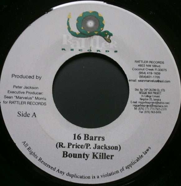 Bounty Killer / Jagwa : 16 Barrs / Orgasm (7")