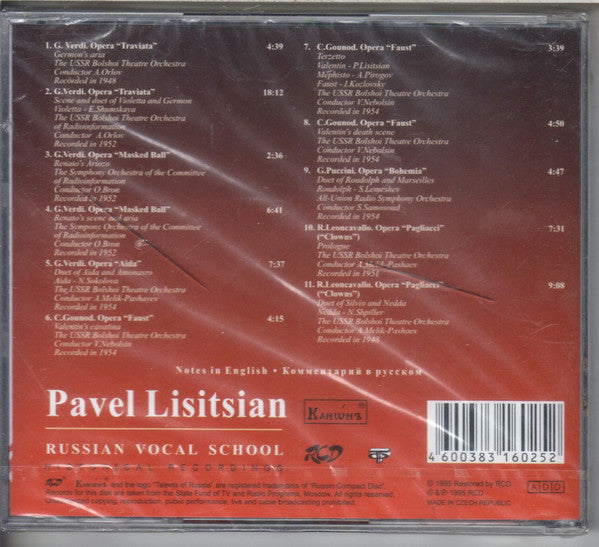 Pavel Lisitsian : Pavel Lisitsian Russian Vocal School (CD, Album)