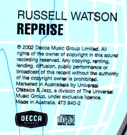 Russell Watson : Reprise (CD, Album)
