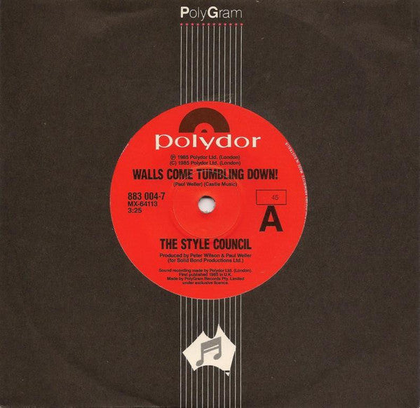 The Style Council : Walls Come Tumbling Down! (7", Single)