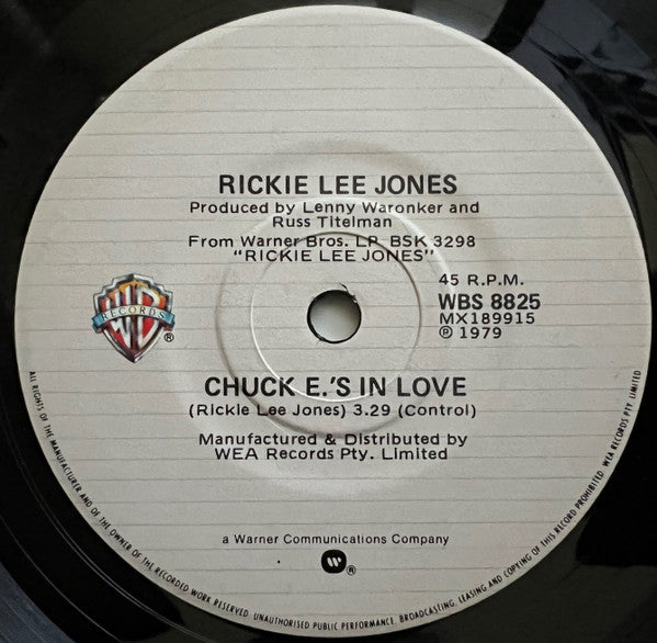 Rickie Lee Jones : Chuck E.'s In Love (7", Single)