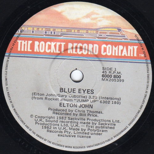 Elton John : Blue Eyes (7", Single, Ltd)