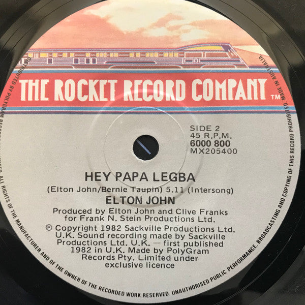 Elton John : Blue Eyes (7", Single, Ltd)