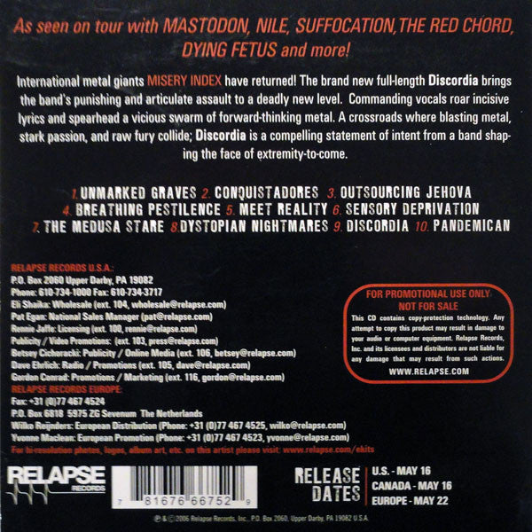 Misery Index : Discordia (CD, Album, Promo)