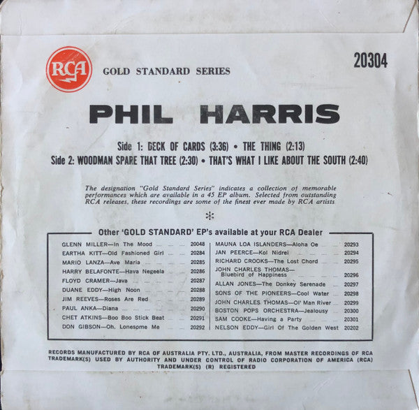Phil Harris : Deck Of Cards (7", EP, Mono)