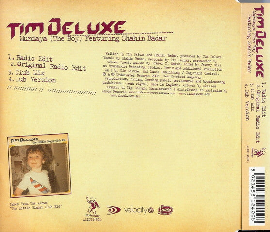 Tim Deluxe Featuring Shahin Badar : Mundaya (The Boy) (CD, Single)