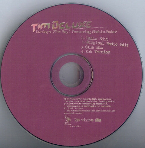 Tim Deluxe Featuring Shahin Badar : Mundaya (The Boy) (CD, Single)
