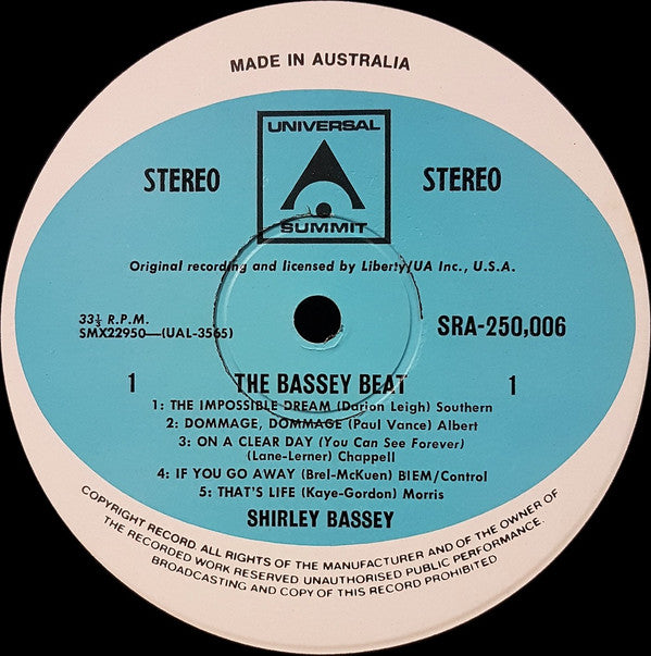 Shirley Bassey : The Bassey Beat (LP, Comp)