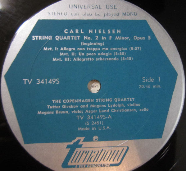 Carl Nielsen - Københavns Strygekvartet / Tivoli Concert Symphony Orchestra / Carl Von Garaguly : String Quartet In F Minor, No. 2, Op. 5 / Little Suite Op. 1 (LP, Album)