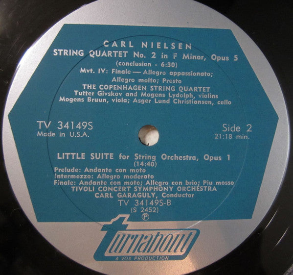 Carl Nielsen - Københavns Strygekvartet / Tivoli Concert Symphony Orchestra / Carl Von Garaguly : String Quartet In F Minor, No. 2, Op. 5 / Little Suite Op. 1 (LP, Album)
