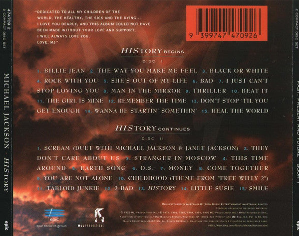 Michael Jackson : HIStory - Past, Present And Future - Book I (CD, Album, Gol + CD, Comp, Gol)