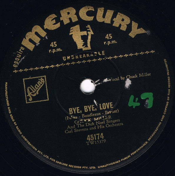 Chuck Miller (7) And The Dick Noel Singers With Carl Stevens & His Orchestra : Bye, Bye, Love / Rang Tang Ding Dong (7", Single)