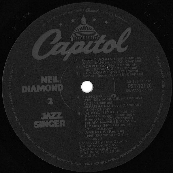 Neil Diamond : The Jazz Singer (Original Songs From The Motion Picture) (LP, Album)