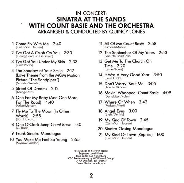 Frank Sinatra With Count Basie Orchestra : Sinatra At The Sands (CD, Album, RE)