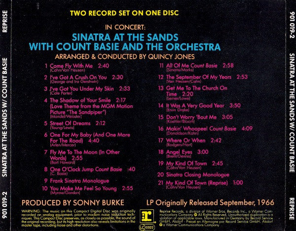 Frank Sinatra With Count Basie Orchestra : Sinatra At The Sands (CD, Album, RE)