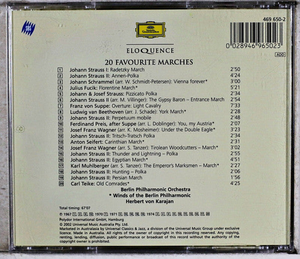 Herbert von Karajan : 20 Favourites Marches (CD, Comp, RE)