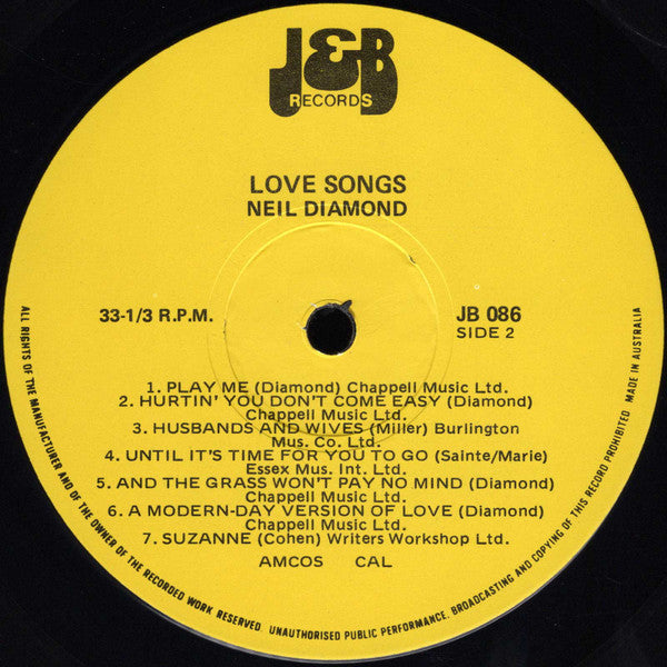 Neil Diamond : Love Songs (LP, Comp)