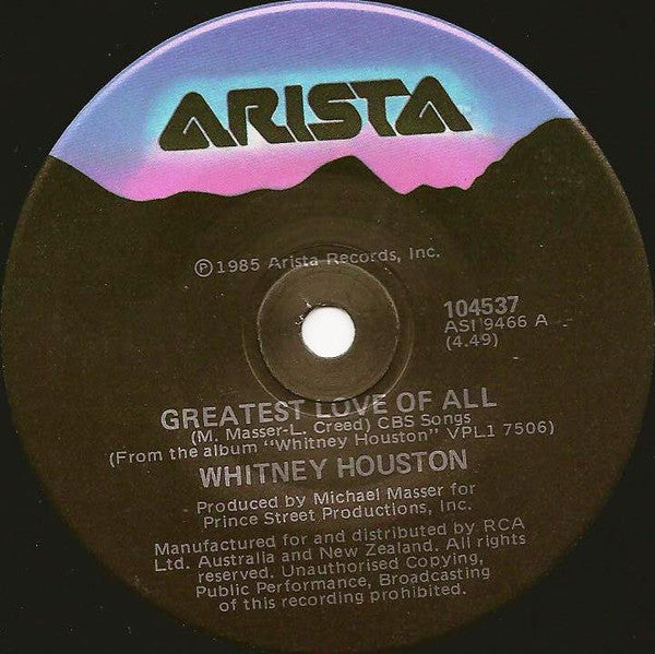 Whitney Houston : Greatest Love Of All (7", Single)