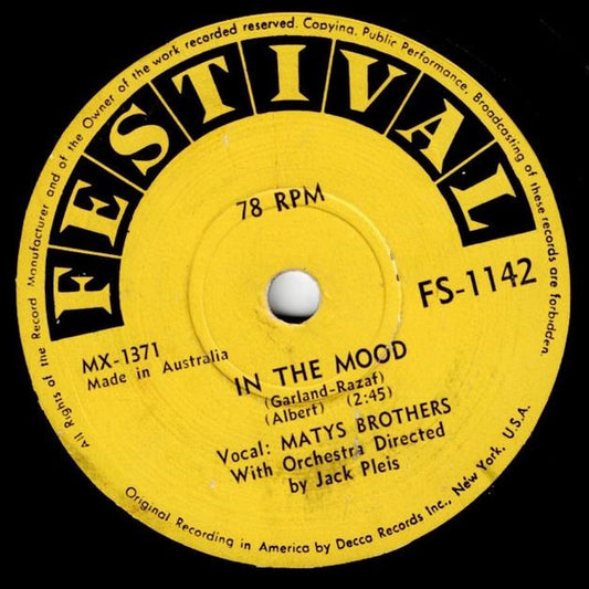 Matys Brothers* : In The Mood (Shellac, 10", Single)