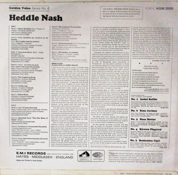 Heddle Nash : Arias & Songs (LP, Comp, Mono)