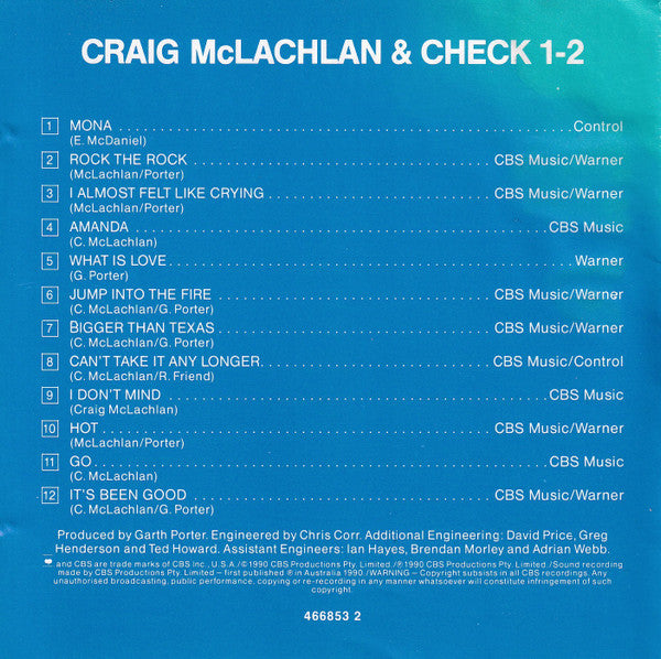 Craig McLachlan & Check 1-2 : Craig McLachlan & Check 1-2 (CD, Album)