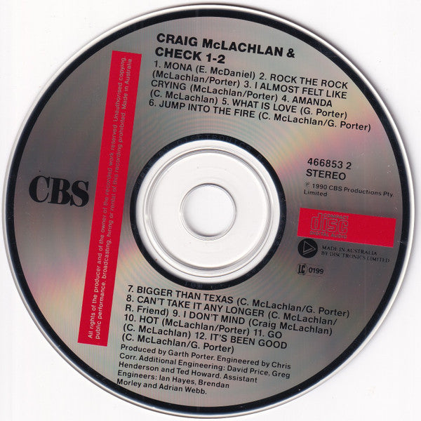 Craig McLachlan & Check 1-2 : Craig McLachlan & Check 1-2 (CD, Album)
