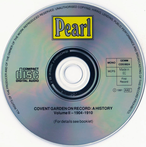 Various : Covent Garden On Record: A History (Volume II 1904-1910) (3xCD, Comp, Mono)