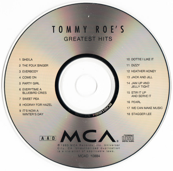 Tommy Roe : Tommy Roe's Greatest Hits (CD, Comp, Mono, RM)