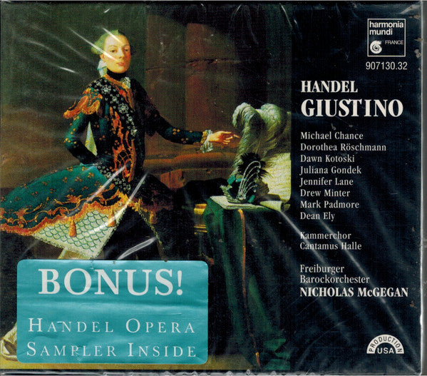 Handel* - Michael Chance, Dorothea Röschmann, Dawn Kotoski, Juliana Gondek, Jennifer Lane (2), Drew Minter, Mark Padmore, Dean Ely, Kammerchor Cantamus Halle, Freiburger Barockorchester, Nicholas McGegan : Giustino (3xCD, Album + CD, Smplr, Bun + Box, Sli)