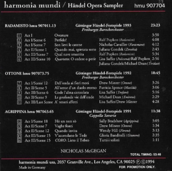 Handel* - Michael Chance, Dorothea Röschmann, Dawn Kotoski, Juliana Gondek, Jennifer Lane (2), Drew Minter, Mark Padmore, Dean Ely, Kammerchor Cantamus Halle, Freiburger Barockorchester, Nicholas McGegan : Giustino (3xCD, Album + CD, Smplr, Bun + Box, Sli)