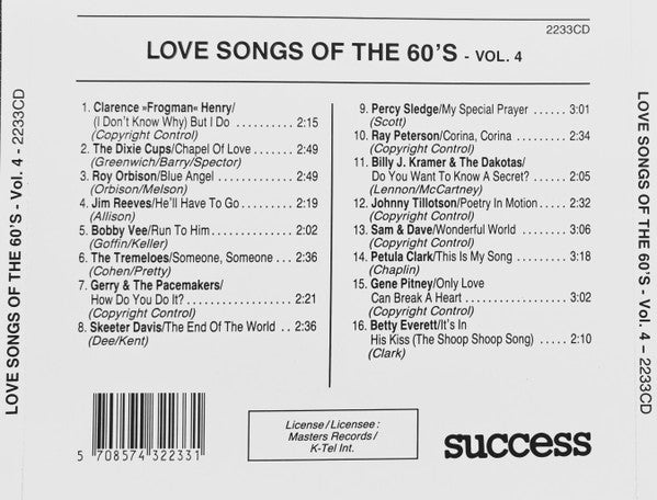Various : Love Songs Of The 60's - Vol. 4 (CD, Comp, CD )