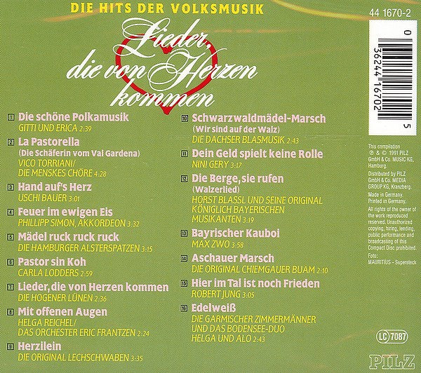 Various : Die Hits Der Volksmusik - Lieder, Die Von Herzen Kommen (CD, Comp)