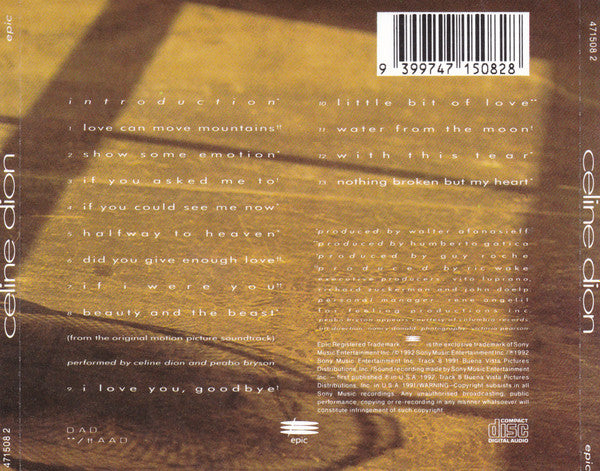 Celine Dion* : Celine Dion (CD, Album, RE)