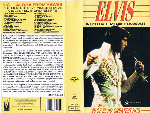 Elvis Presley : Aloha From Hawaii - 25 Of Elvis' Greatest Hits (VHS, RE, PAL, Hi-)