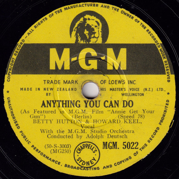 Betty Hutton & Howard Keel : Anything You Can Do / There's No Business Like Show Business (Shellac, 10")