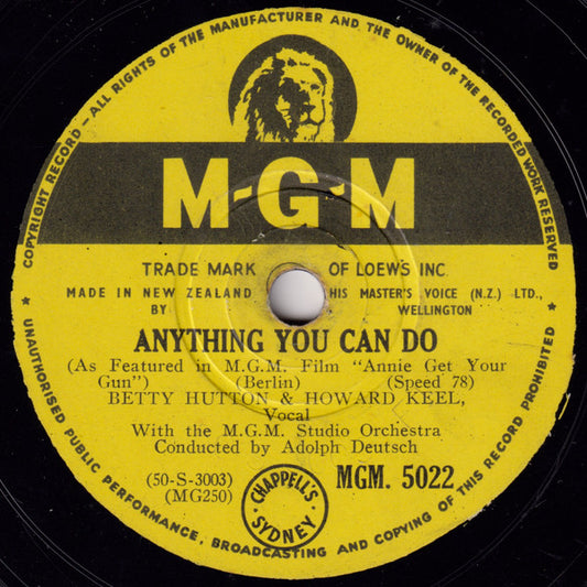 Betty Hutton & Howard Keel : Anything You Can Do / There's No Business Like Show Business (Shellac, 10")