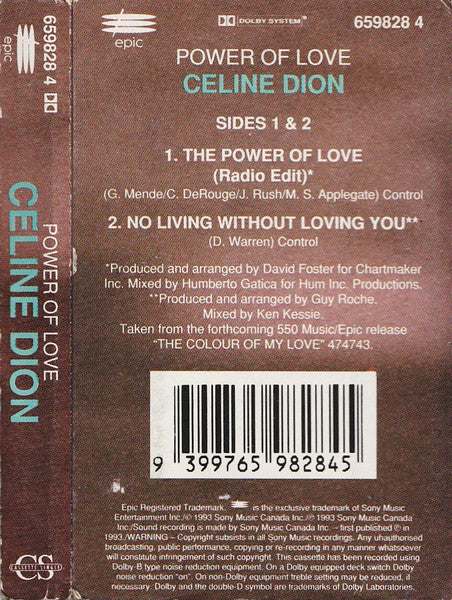 Céline Dion : The Power Of Love (Cass, Single)