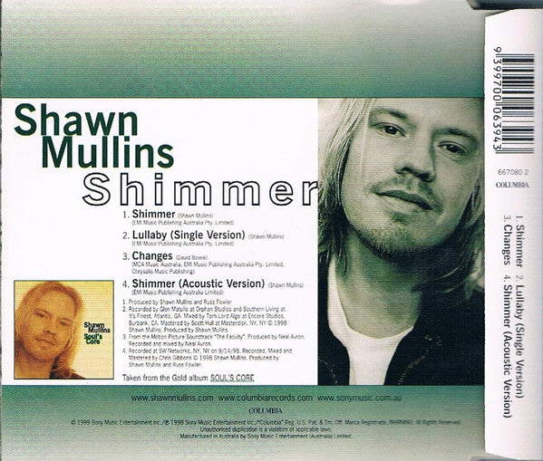 Shawn Mullins : Shimmer (CD, Single, Promo)