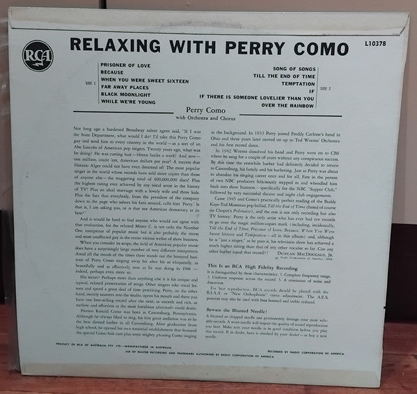 Perry Como : Relaxing With Perry Como (LP, Mono)
