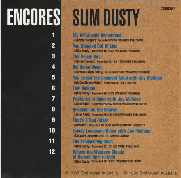 Slim Dusty : Encores (CD, Comp, Mono, RE)