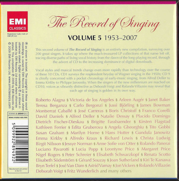 Various : The Record Of Singing Volume 5 (From The Lp To The Digital Era) (11xCD, Mono, RM + Box, Comp)