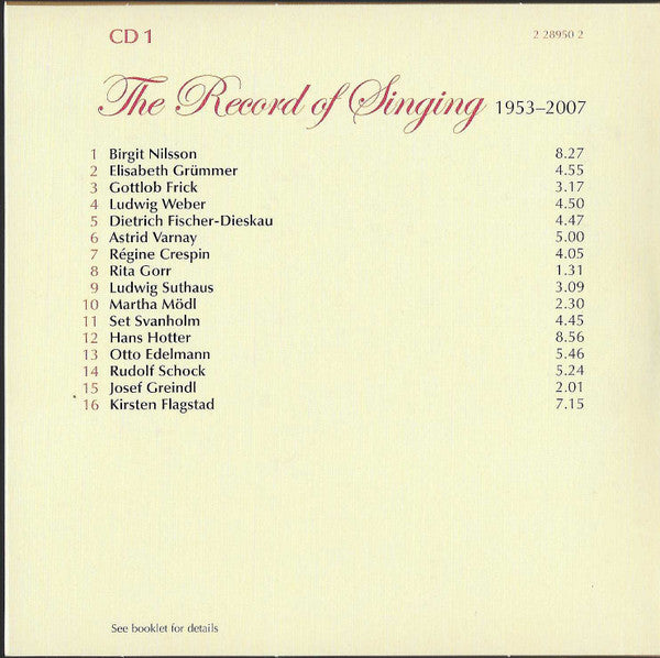 Various : The Record Of Singing Volume 5 (From The Lp To The Digital Era) (11xCD, Mono, RM + Box, Comp)