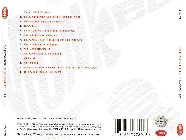 The Monkees : Headquarters (CD, Album, RE, RM)