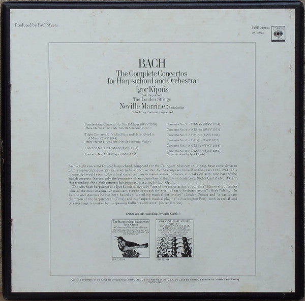 Bach* : Igor Kipnis, The London Strings, Neville Marriner* : The Complete Concertos For Harpsichord And Orchestra (4xLP, Album + Box)