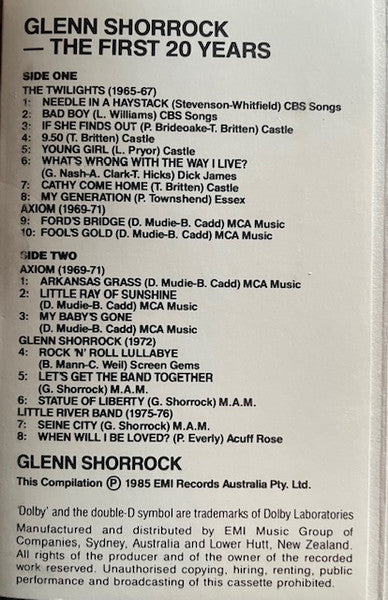 Glenn Shorrock : The First Twenty Years (2xCass, Comp)